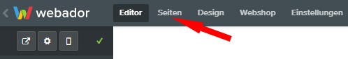 Auswahl Seiten in der oberen webador Navigation