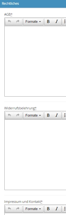 Fairmondo - verf&uuml;bare Eingabebereiche f&uuml;r die Rechtstexte
