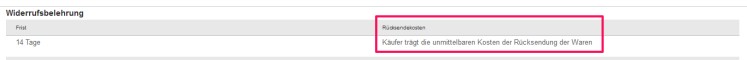 Widerspr&uuml;chliche Angaben zur Tragung der R&uuml;cksendekosten