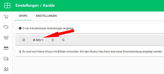 billbee - Shopkanal anlegen